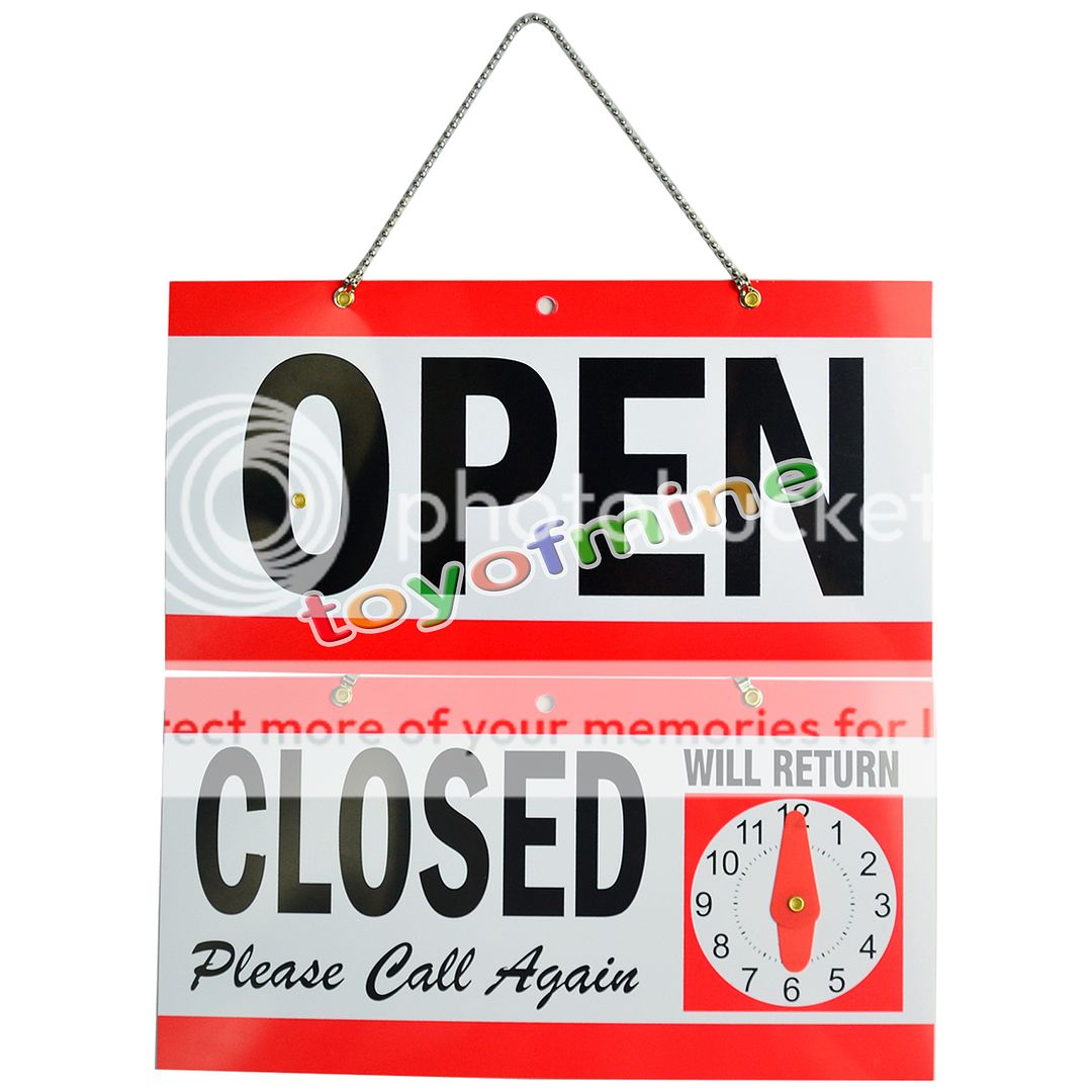 OPEN CLOSED WILL RETURN CLOCK SIGN 5.5 x11.5" Window Store w/ Time